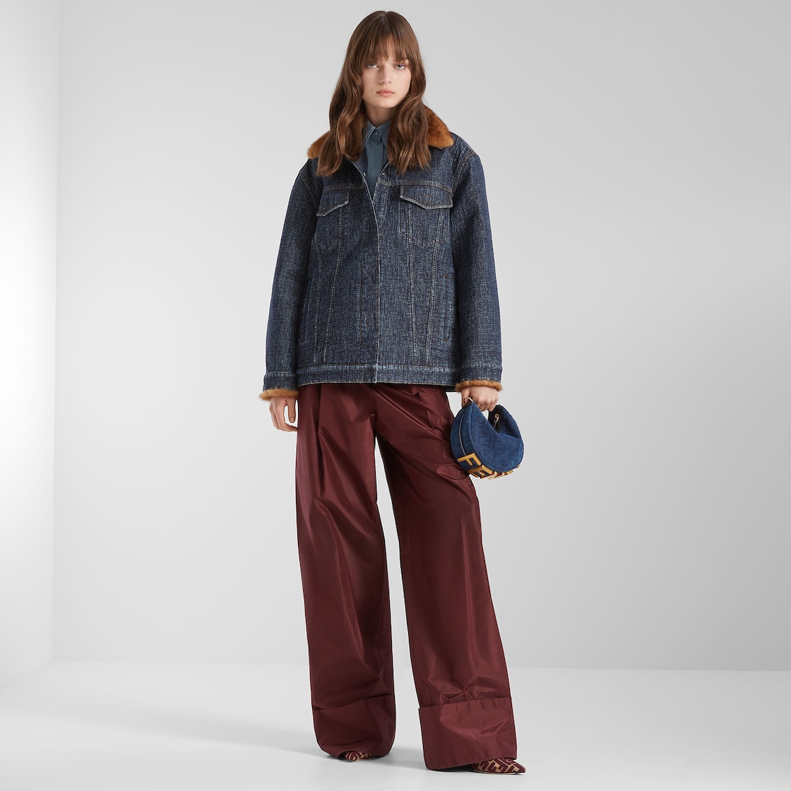 FENDI Fendigraphy Mini Blue FF denim flocked mini-bag - Image 3